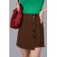 Women Brown Side Button Mini Skirt - Kahverengi