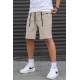 Men Basic Beige Capri Shorts - Bej