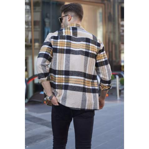 Yellow Regular Fit Plaid Shirt 5555 - Sarı