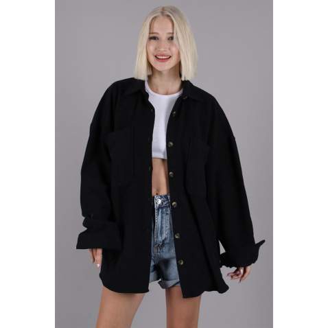 Black Oversized Overshirt MG1562 - Siyah