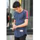 Madmext Navy Blue Striped T-shirt for Men 3039 - Lacivert