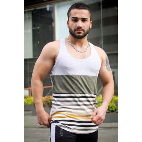 Madmext Two-Tone T-shirt for Men 3086 - Beyaz