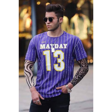 Madmext Men Printed Purple T-shirt 3008 - Mor