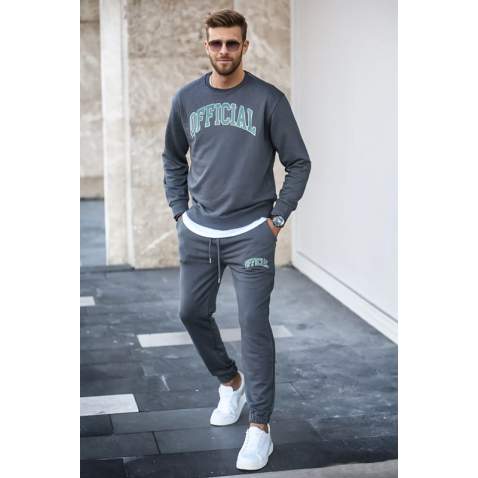 Madmext Men Printed Smoke Gray Tracksuit 5294 - Füme