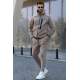 Men Printed Beige Tracksuit - Bej