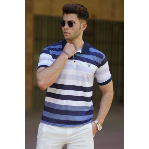 Madmext Men Navy Blue Polo T-shirt 5279 - Lacivert