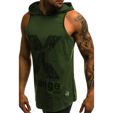 Madmext Men Khaki Hoodie Vest 2649 - Haki