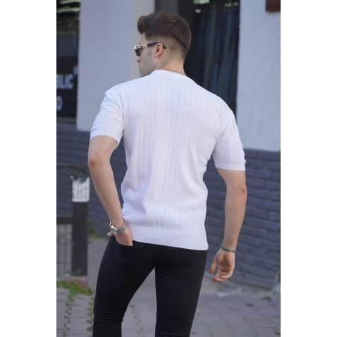 Men Designed White T-Shirt 5686 - Beyaz