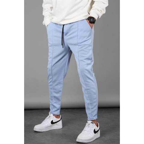 Men Striped Blue Sweatpants - Mavi