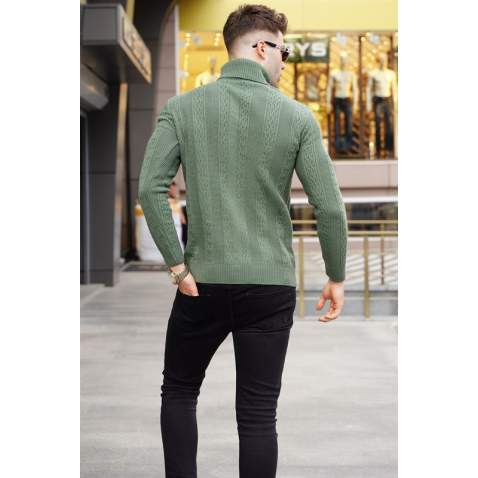 Petrol Green Designed Knitted Sweater 5769 - Petrol yeşili