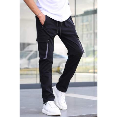 Black Jogger Trousers with Cargo Pockets 5791 - Siyah