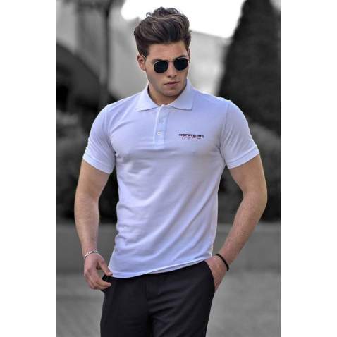 Madmext White Polo Shirt for Men 4614 - Beyaz