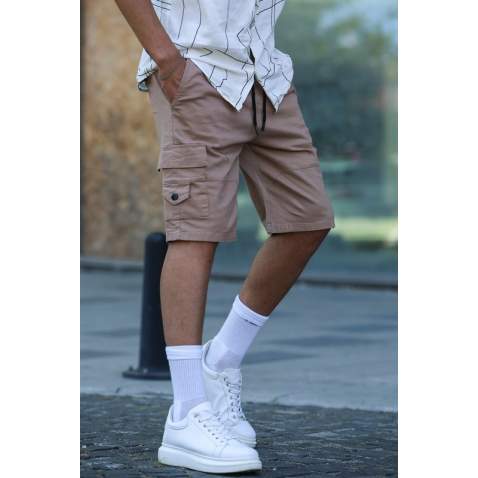 Camel Capri Shorts with Cargo Pockets 5737 - Camel