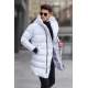 White Hoodie Long Puffer Jacket 5743 - Beyaz