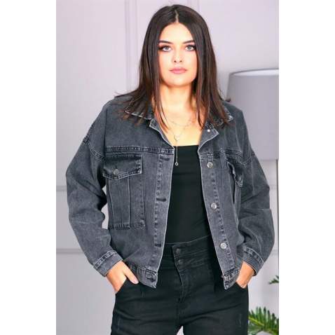 Mad Girls Black Cropped Denim Jacket MG695 - Siyah