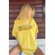 Women Printed Oversize Yellow T-Shirt - Sarı