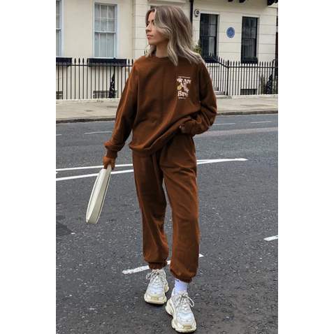 Mad Girls Brown Tracksuit Mg1278 - Kahverengi