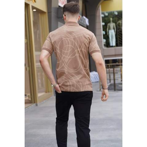 Men Designed Brown Polo T-Shirt 5873 - Kahverengi