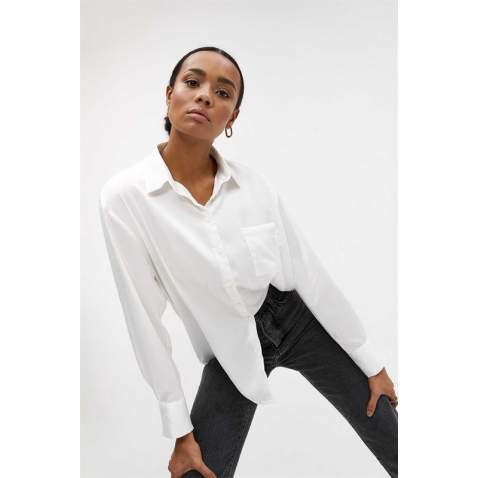 Mad Girls White Satin Shirt MG1104 - Beyaz