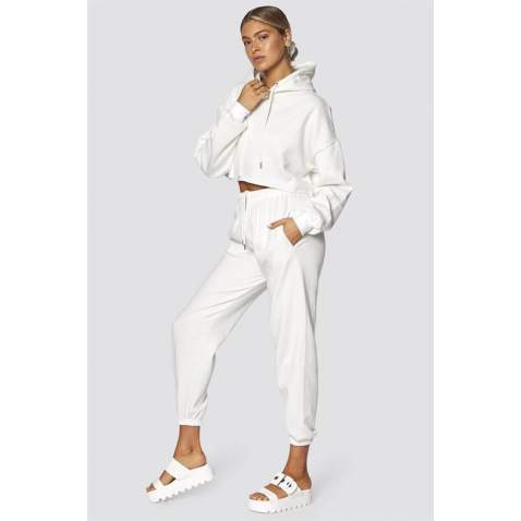 Mad Girls White Hooded Women Tracksuit Set MG467 - Beyaz