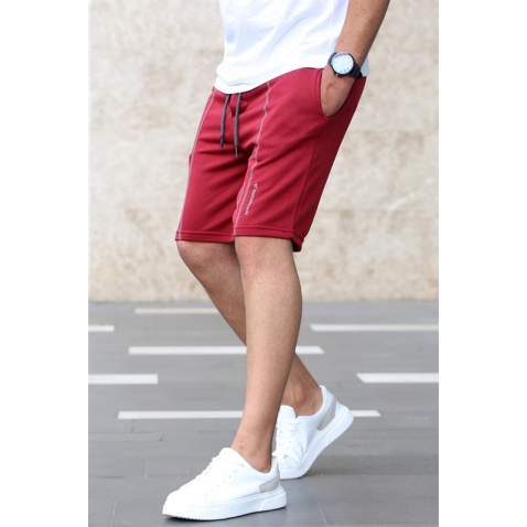 Madmext Maroon Capri Shorts 4849 - Bordo