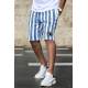 Madmext Saxe Striped Capri for Men 2915 - Sax mavi