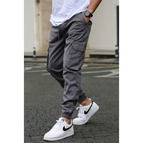 Men Smoke Gray Cargo Trousers 5447 - Füme