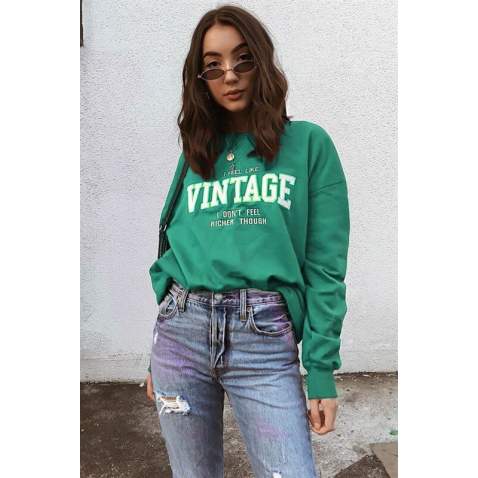 Mad Girls Green Sweatshirt MG970 - Yeşil