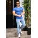 Madmext Men Basic Blue T-Shirt 4077 - Sax mavi