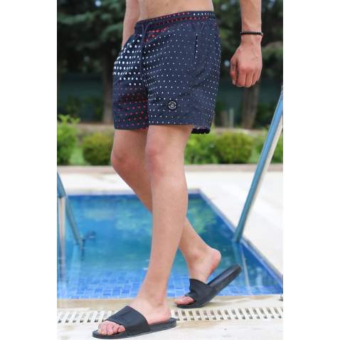 Madmext Black Patterned Swim Wear Short 2950 - Lacivert