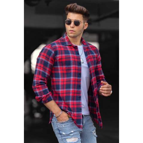 Madmext Red Checkered Shirt 4704 - Kırmızı