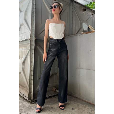 Mad Girls Black Palazzo Jeans Mg1178 - Siyah