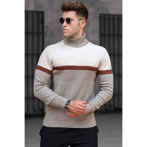 Madmext Men Beige Turtleneck Sweater 5149 - Bej