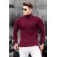 Madmext Maroon Patterned Turtleneck Jumper 4689 - Bordo