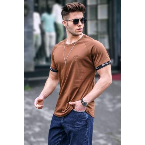 Men Basic Brown T-Shirt - Kahverengi