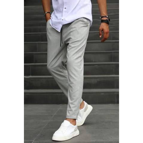 Gray Designed Slim Fit Jogger Trousers 5470 - Gri