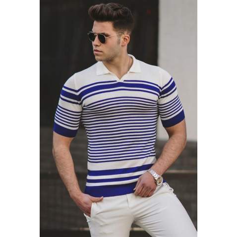 Madmext Men Saxe Polo T-shirt 5083 - Saks