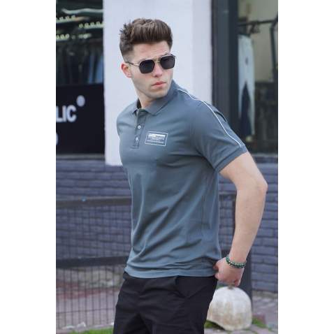 Men Smoke Gray Polo T-Shirt - Füme