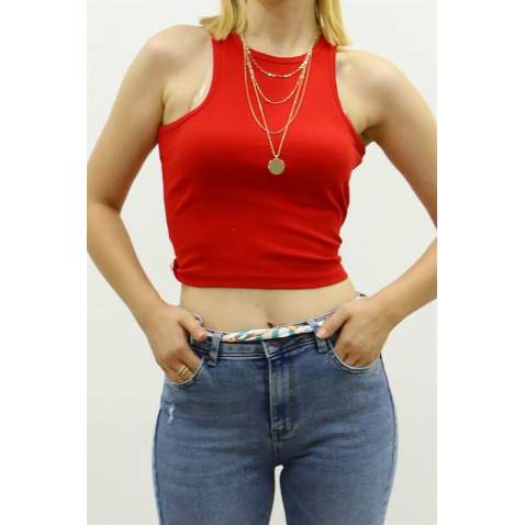 Mad Girls Red Crop Top MG361 - Kırmızı