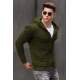 Men Khaki Knitted Hoodie Cardigan 9300