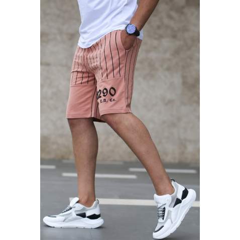 Madmext Soft Pink Striped Capri for Men 2909 - Pudra