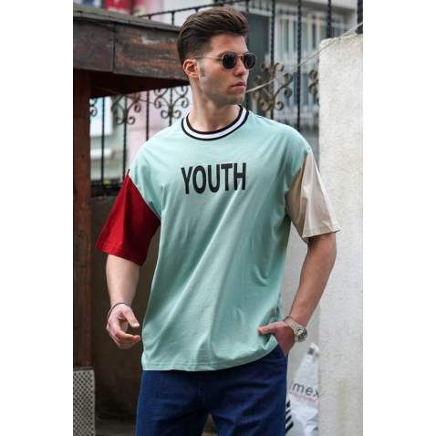 Madmext Green Printed T-shirt for Men 5214 - Yeşil