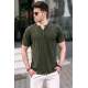 Madmext Men Button Up Khaki T-Shirt 5831 - Haki