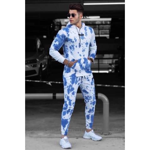 Madmext Blue Tie-Dye Men Tracksuit Set 4758 - Mavi