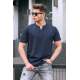 Men Navy Blue Basic T-Shirt - Lacivert