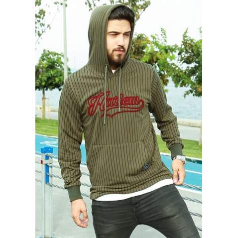 Madmext Men Khaki Hoodie Sweatshirt 2825 - Haki