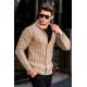 Madmext Men Knitted Camel Cardigan 9053 - Camel