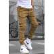 Men Stone Brown Cargo Trousers 5647 - Taş rengi