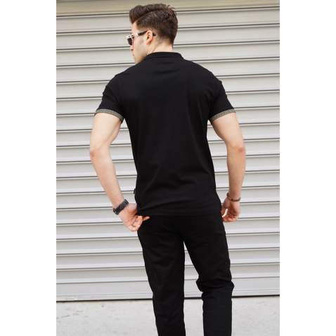 Men Black Polo T-Shirt - Siyah