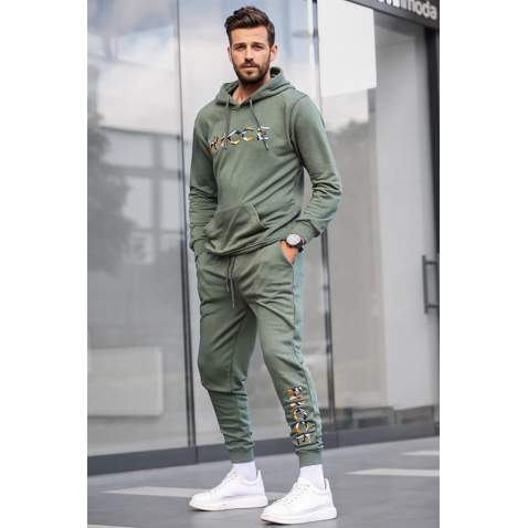 Madmext Men Printed Khaki Tracksuit 5298 - Haki